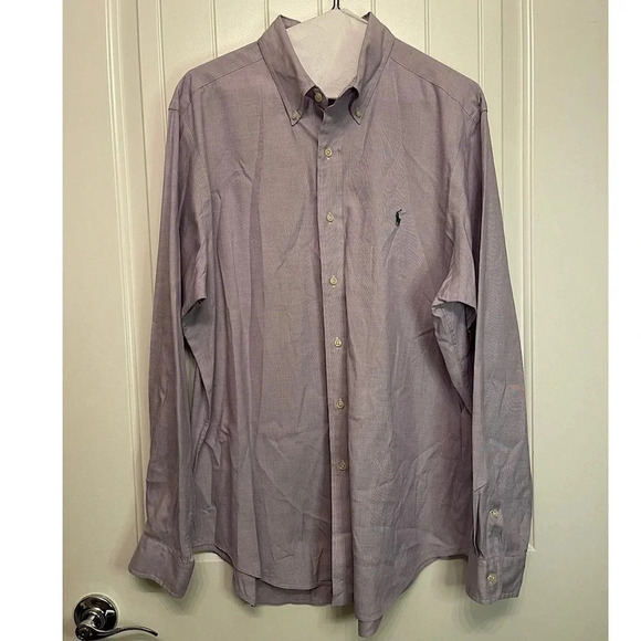 Ralph Lauren Classic Fit Long Sleeve Lavender Button Down Shirt Men's Size Large - Picture 1 of 8